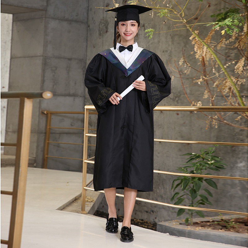 学士服文科学士服学士帽学士服学位服垂布毕业礼服演出服 学士服/医科白领/纸板帽/领结 S码90--100斤