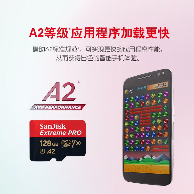 闪迪SanDisk TF卡大容量200MB/S高速内存卡128GB[200MB/s 4K专业超极速红黑卡]高清大图