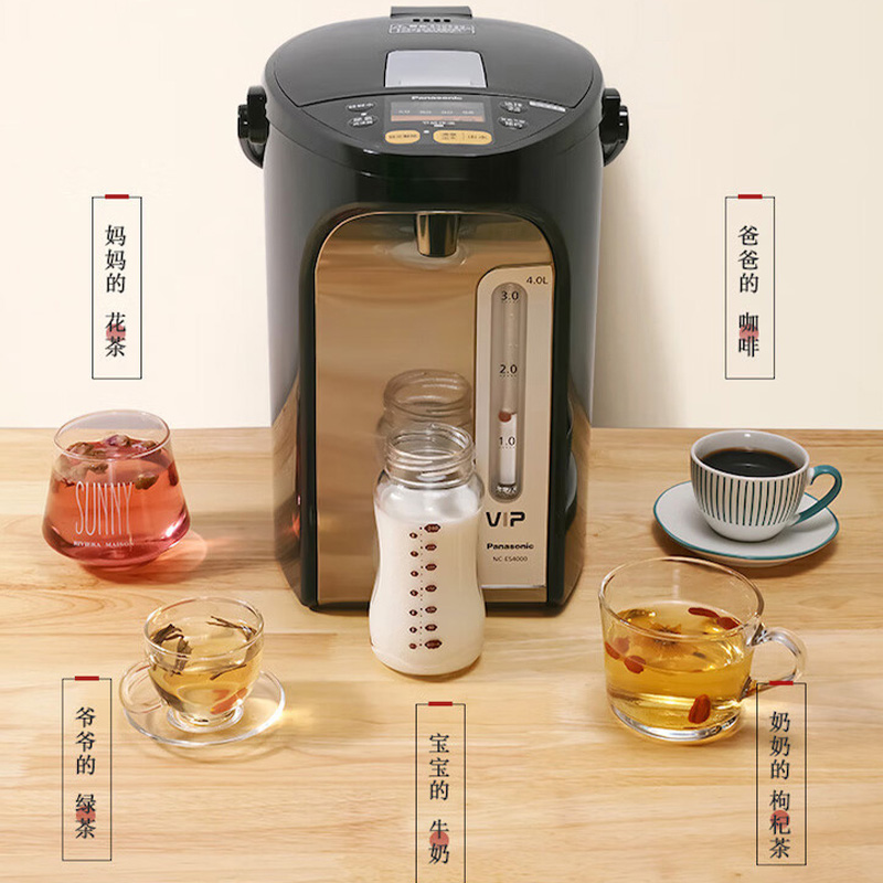 松下电热水壶4L陶瓷涂层内胆电热水壶黑色NC-ES4000高清大图