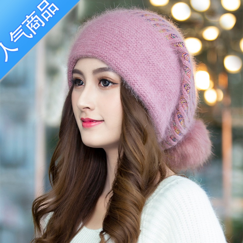suntek冬季帽子女冬天韩版贝雷帽加绒护耳保暖毛线帽秋冬百搭时尚针织