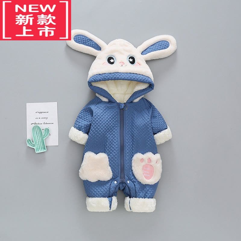 可莉允婴儿冬季衣服可爱超萌宝宝冬装外出抱棉衣新生儿加绒加厚兔子棉服图片