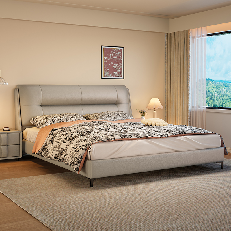 意式轻奢极简真皮床现代简约小户型家用储物双人大床高端大气婚床高清大图