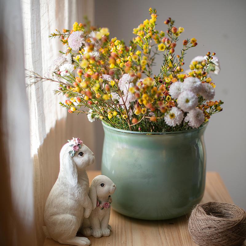 家柏饰(CORATED)汝海广口花瓶花器花尊玻璃器皿水培绿萝艺术手工摆件 汝海瓶(小)高清大图