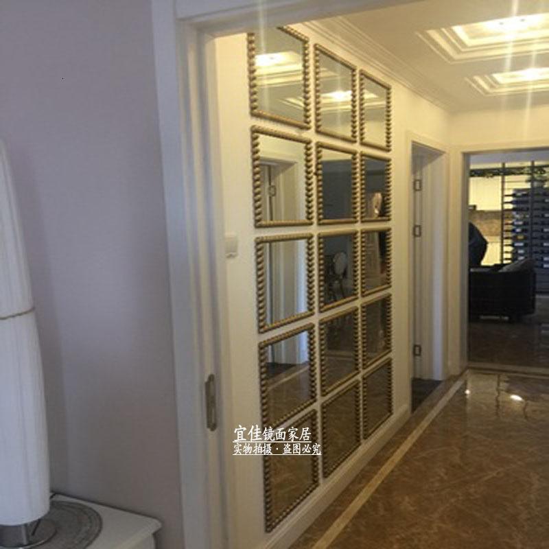 欧式创意餐厅墙面壁饰玄关壁挂组合镜客厅轻奢背景墙装饰镜子贴墙 三维工匠 一组6个(香槟金)高清大图