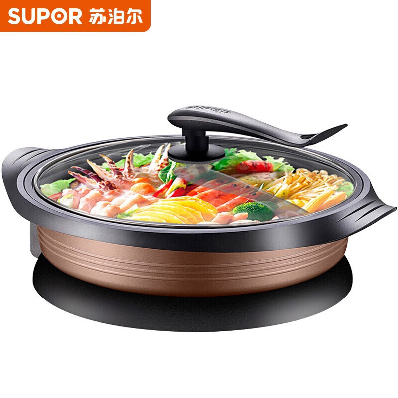 苏泊尔(SUPOR)电火锅家用 多功能电炒锅电煮锅不粘电饼铛煎烤机6L电热锅JJ34D801-180