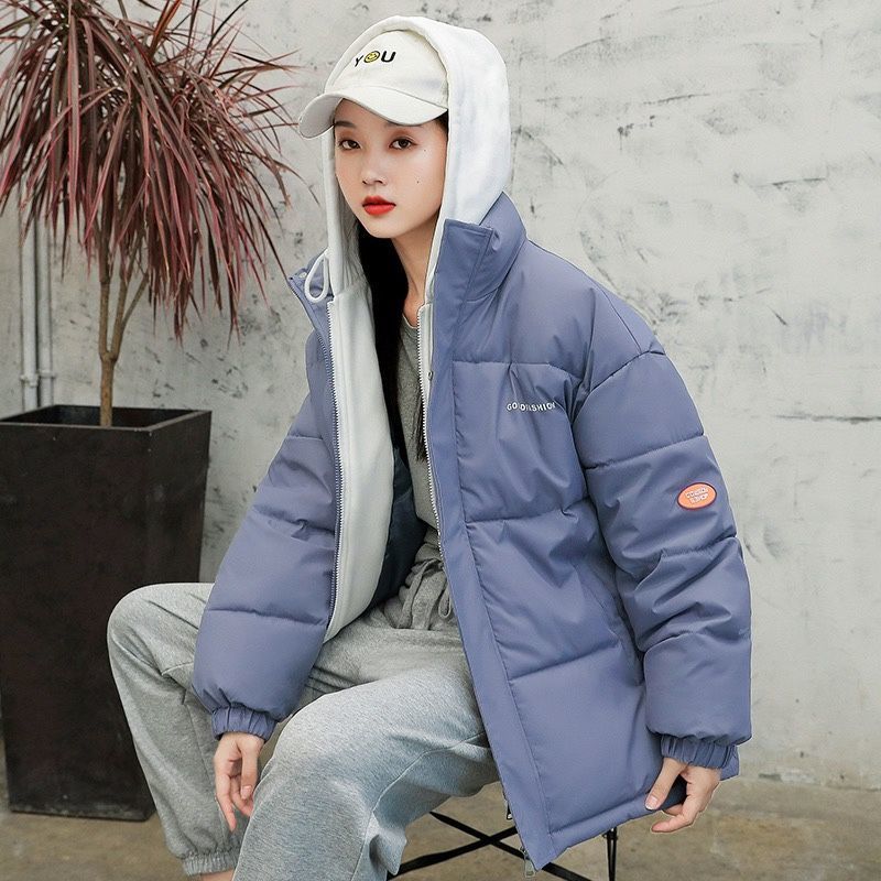 南极人面包服短款羽绒棉衣棉服女韩版宽松秋冬季外套棉袄2021新款 L建议111-129斤 2106#蓝色