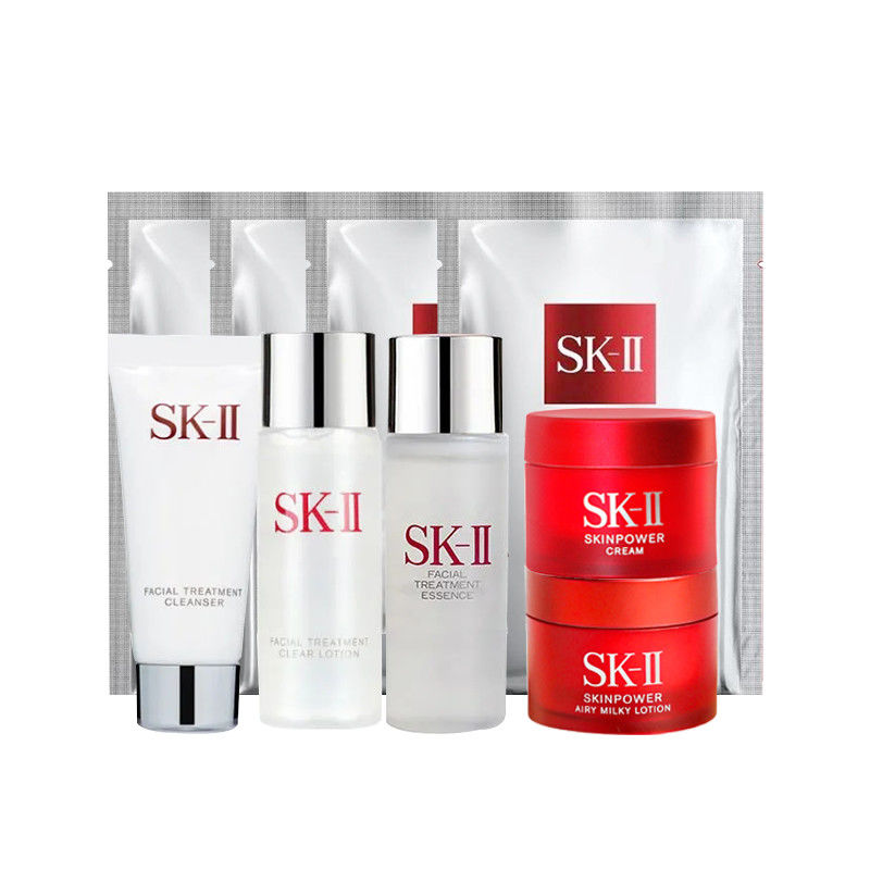 [旅行装]SK-II新款中样九件套(神仙水30ml+清莹露30ml+面霜30g+面膜4片+洁面20g)