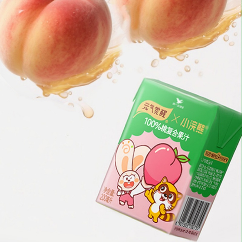 小浣熊联名]统一元气觉醒100%桃复合果汁饮料便携装200ml*12盒高清大图