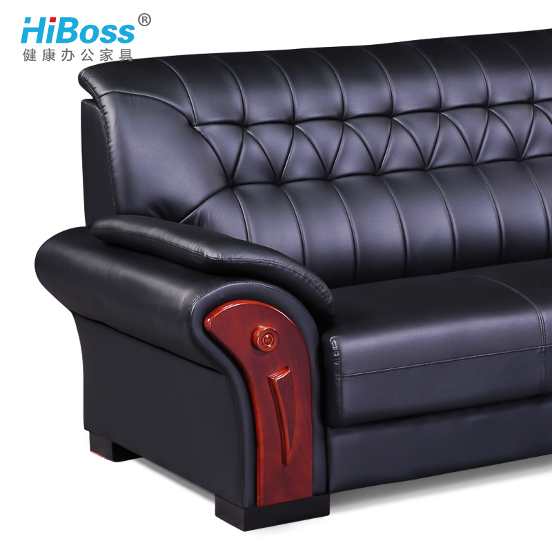 HiBoss办公沙发接待会客沙发皮艺三人位长沙发