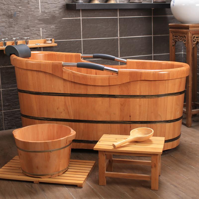 欧因橡木木桶浴桶成人泡澡木桶洗澡沐浴盆实木浴缸大人全身泡澡桶家用