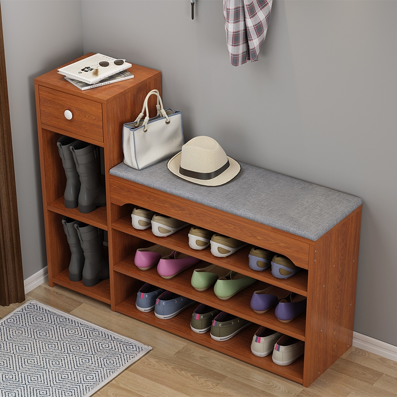 知渡换鞋凳鞋柜坐凳一体家用门口软包坐垫小凳子多层鞋架子入户穿鞋凳