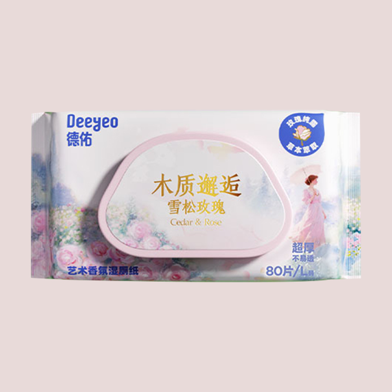 德佑湿厕纸80片*6包10011084玫瑰香氛可冲散超厚高清大图