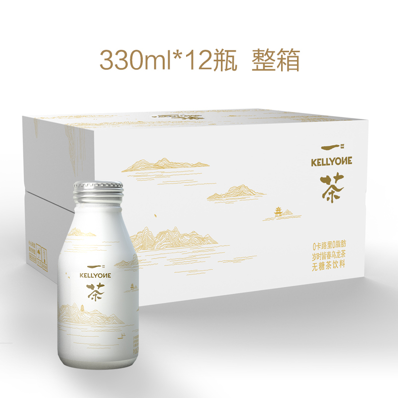 KellyOne一茶330ml*6罐无糖0卡元气乌龙茶饮料岁时皆春3罐+凝芳奇兰3罐