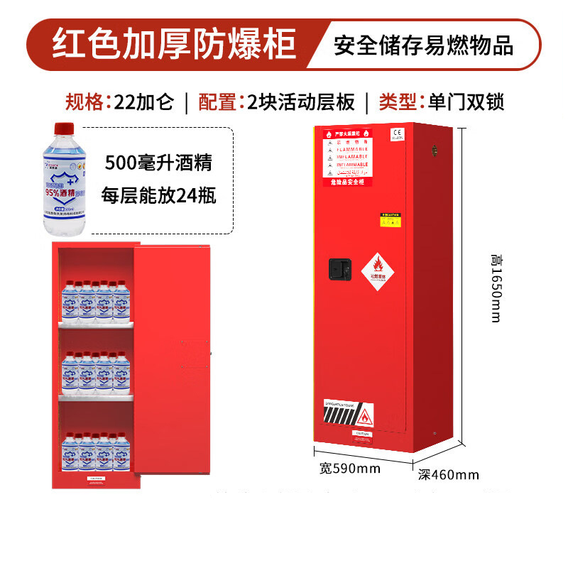 酷博睿 防爆柜化学品安全柜存放柜危险品储存柜 22加仑红色高清大图