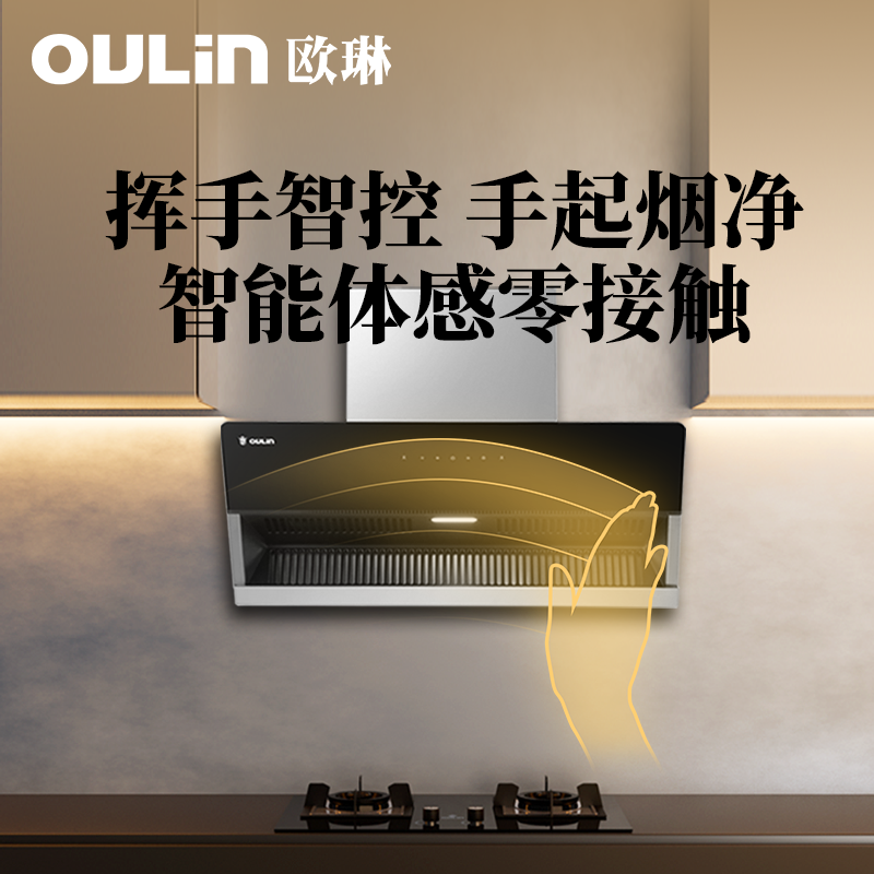 欧琳(OULIN)抽油烟机FG02 家用厨房22风量侧吸式挥手智控 脱排吸油烟机 齐平橱柜小厨优选高清大图