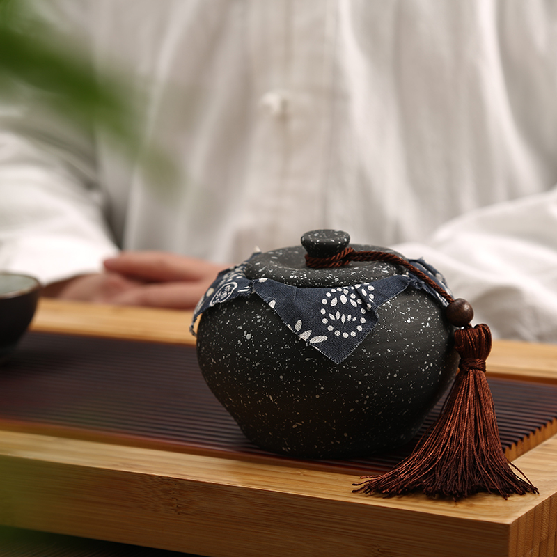常生源 茶具 茶叶罐陶瓷花茶罐密封储物罐雪花釉