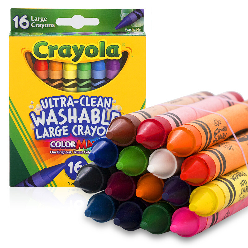 绘儿乐Crayola 16色可水洗儿童大蜡笔加粗绘画玩具52-3281