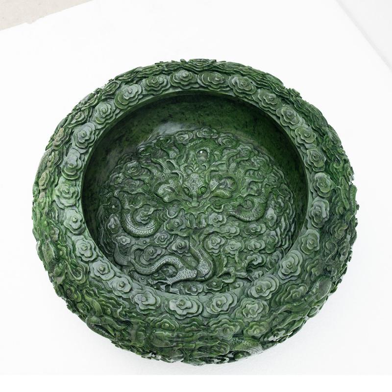 家柏饰(CORATED)玉石九龙奇石刻碧玉鱼缸庭院客厅办公室摆件高清大图