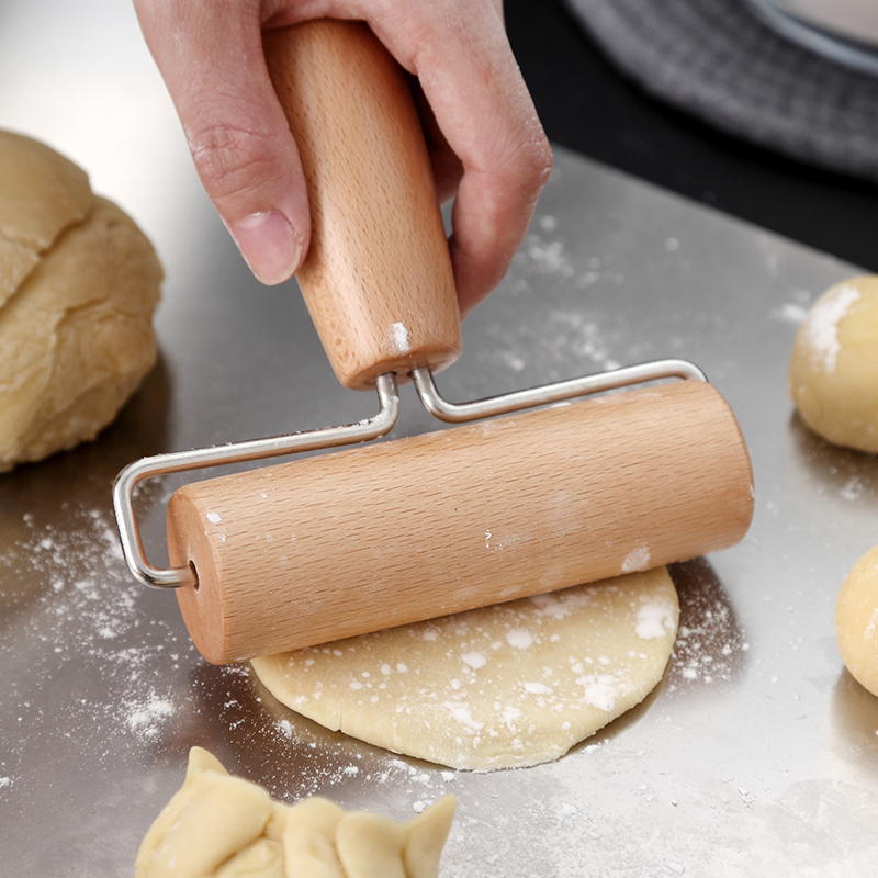 家用实木擀面杖大号烘焙滚轴压面棍饺子皮杆面棍28cm长条形