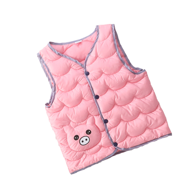 反季儿童羽绒棉马甲背心童装男女童保暖大码坎肩中大童加厚马夹冬藕色