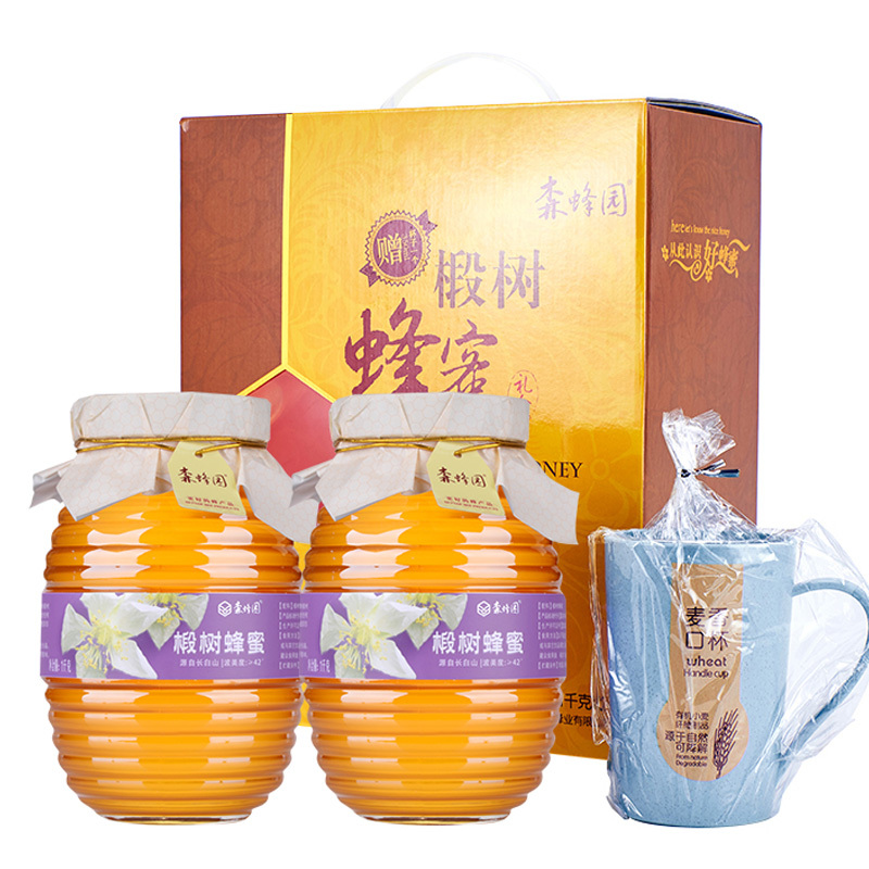 森蜂园椴树蜂蜜1000gx2瓶礼盒装(升级包装送杯子)