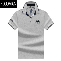 HLCOMAN高端名牌po衫男士短袖T恤 夏季翻领宽松大码男装体夏恤 190/4XL185斤-200斤 浅灰色
