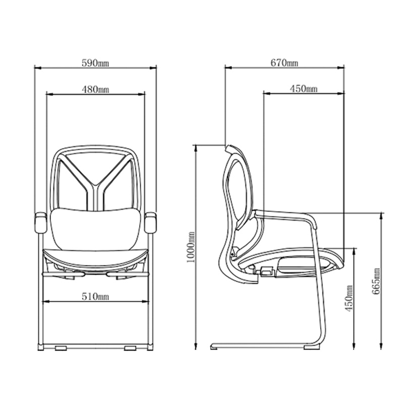 臻远 ZY-8971 办公椅弓形椅网椅 单位:把高清大图