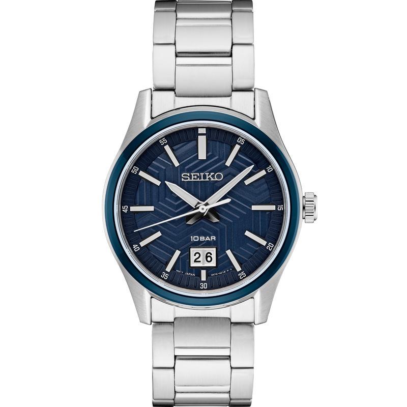 SEIKO/精工 Essentials系列男士手表 商务百搭大三针大日历钢带防水石英表