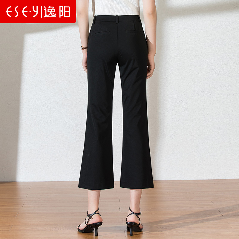 逸阳2020夏季新款休闲微喇裤显瘦九分喇叭裤女