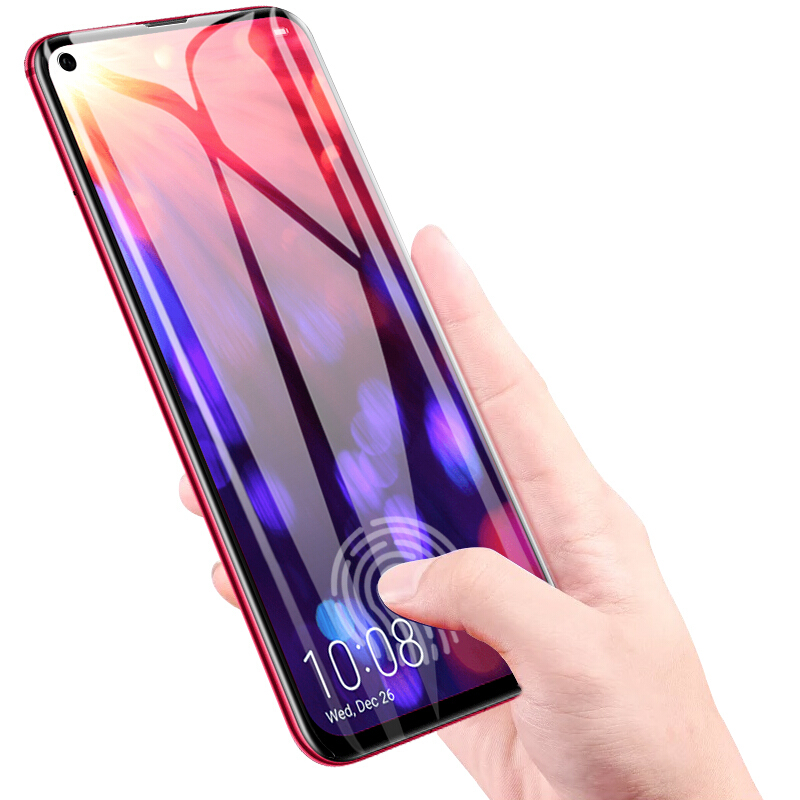 [买2送手机壳]轻万适用华为v20钢化膜honor全屏玻璃贴膜huawei黑色高清手机保护膜高清大图