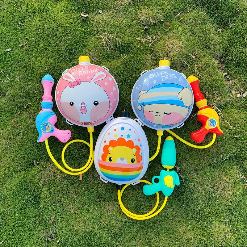 Φ5岁6岁小孩子好玩的喜欢的儿童卡通背包水枪戏水沙滩玩具抽拉式呲