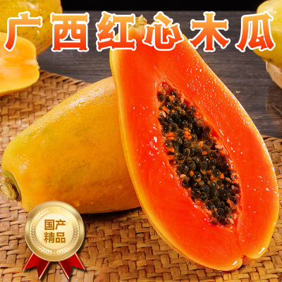 【熊猫鸟】广西红心木瓜 净重9斤装 国产新鲜水果 非海南红心木瓜 生鲜新鲜 当季现发