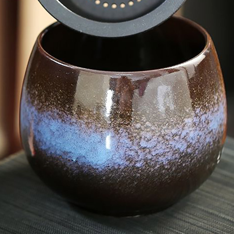 大号窑变轴茶渣缸长15.5*12.5cm 1500ML高清大图