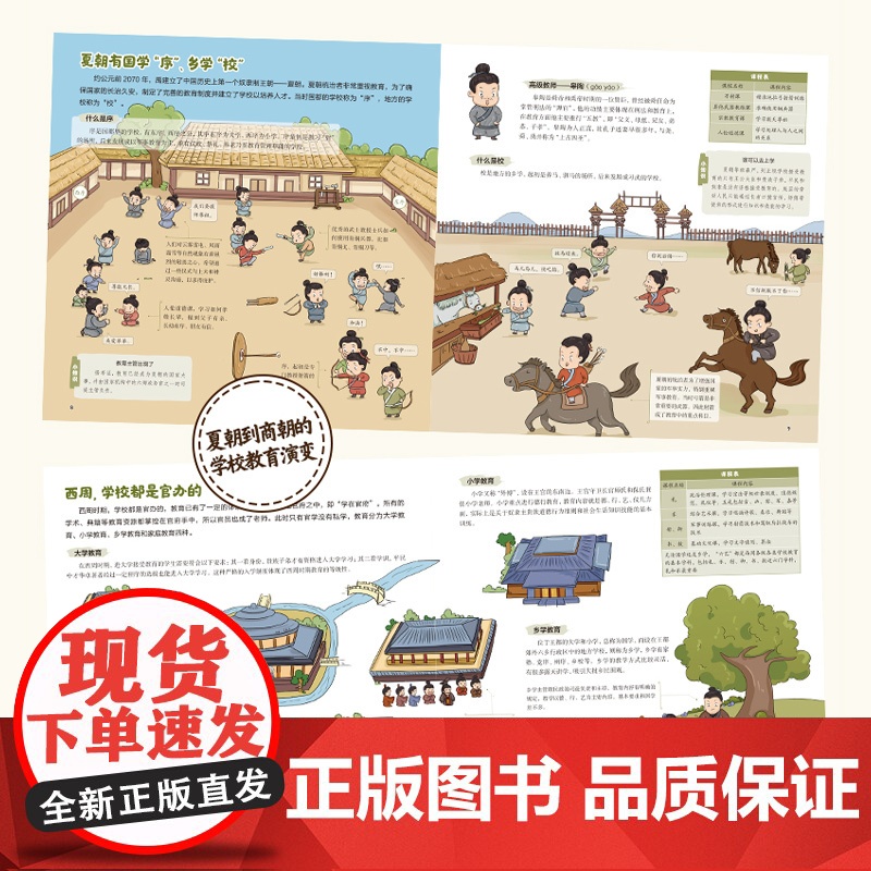 少儿-全景图说中国文明我们的学校杨理胜纵览古代学校变迁探寻中国文化根源穿越千年时空百余张手绘插图978751845109高清大图