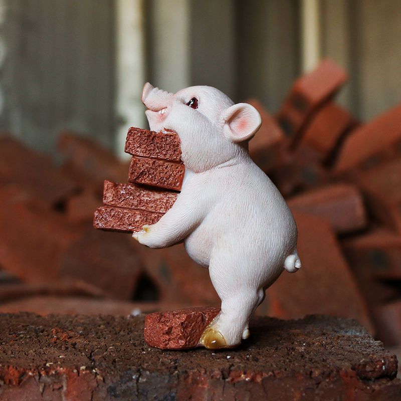 农场可爱小猪动物摆件户外小花园庭院假山造景室内阳台露台装饰品搬砖