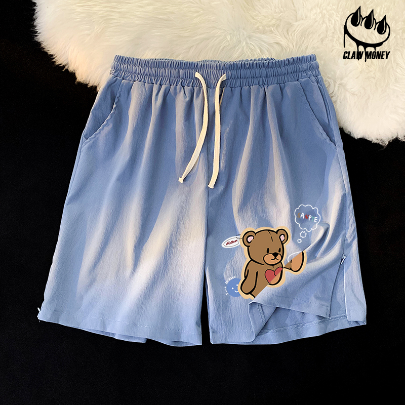 Claw money夏季帅气宽松短裤男港风休闲运动五分裤学生中裤沙滩裤