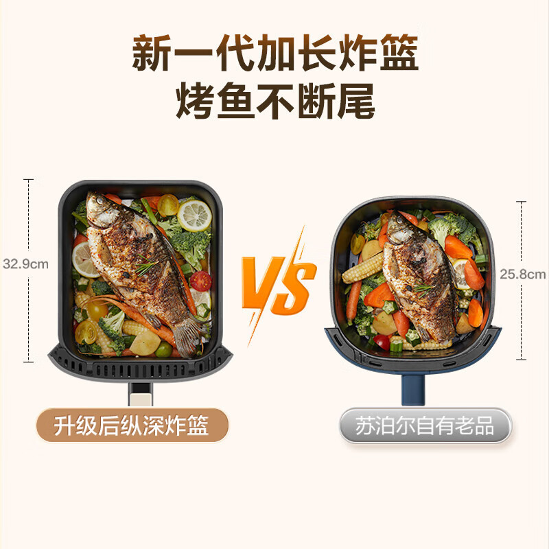 苏泊尔(SUPOR)空气炸锅 不用翻面 家用全自动 6L家用远红外炸锅 触控可视空气炸锅KD60Y809高清大图