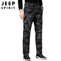 JEEP SPIRIT吉普男士纯棉工装裤男户外加厚直筒中腰多袋裤舒适棉登山弹力裤