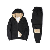 卫衣套装男士冬季加绒加厚一套连帽运动服休闲开衫保暖外套 M 羊羔绒开衫连帽卫衣+羊羔绒皮绳