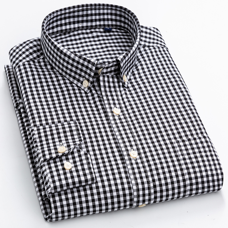 baluoshang红色小格子衬衫男秋季休闲宽松经典格纹韩版长袖衬衣潮流