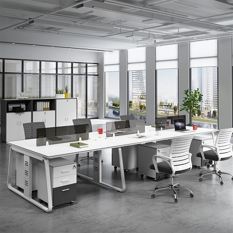 三神员工职位桌办公桌12米六人位职员电脑桌屏风组合工位桌视频