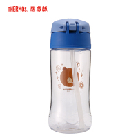 膳魔师(Thermos)Tritan塑料杯F4011T BL吸管杯 450ML家用/旅行/通用可爱卡通吸管杯