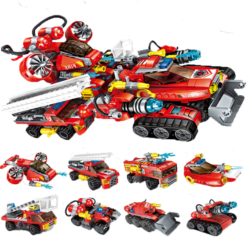 拼装机器人变形8合1体金刚修罗战神儿童玩具 极限救援战车1410[8合一]