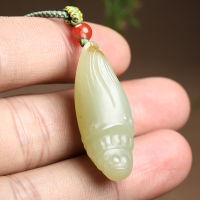 印象眸 [玉雕大师冀克正工作室作品]和田玉竹笋吊坠 青白玉节节高升男女款孤品玉石挂件 附送证书