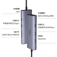 绿联Type-C转双HDMI转换器扩展坞千兆有线网卡网线口转接头/分线器/切换器适用苹果华为笔记本电脑手机iPad