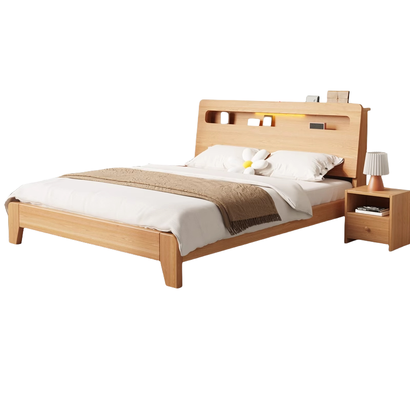 悦兴诚单人床1.2米+床头柜*1组高清大图