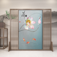 新中式实木屏风隔断墙客厅玄关入户定制酒店卧室装饰遮挡家用座屏_997 图案15180*180胡桃木