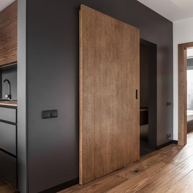 定制无轨道隐藏式幽灵门推拉隐形吊滑巴士门简约实木复合烤漆移门