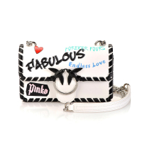 [直营]品高(PINKO) Fabulous 涂鸦印花牛皮迷你 Love 手袋 搭扣燕子包链条包单肩包斜挎包 女包