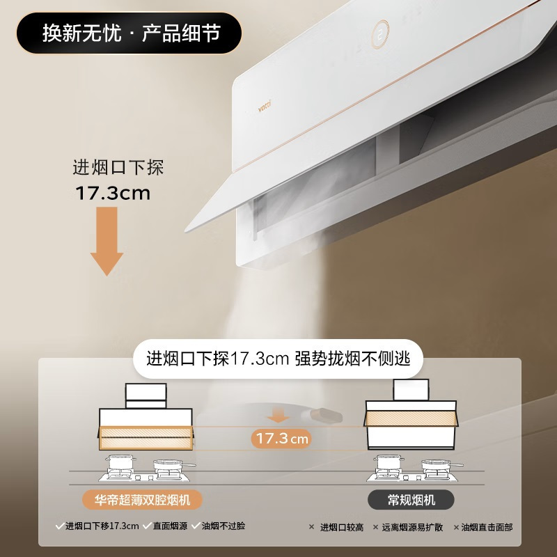 华帝(vatti)X10+91B+161-16变频超薄近侧吸式白色吸油烟机燃气灶热水器三件套烟灶热水器套装 天然气